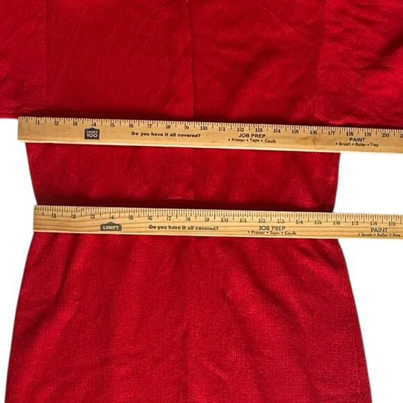 Vintage Dress Womens Size Medium Red Long Sleeve Collar Retro Bold Indie Office - Picture 2 of 10